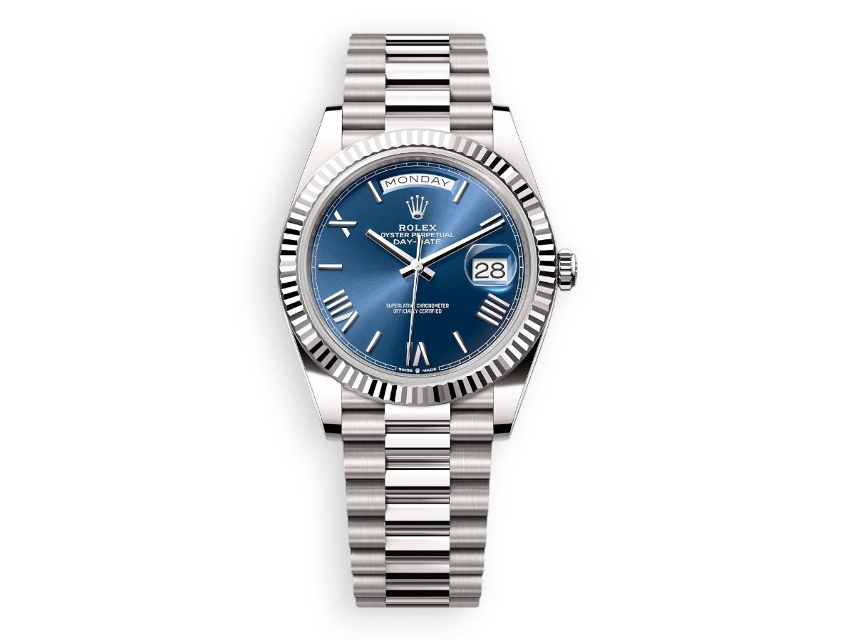 rolex day date rolex white gold 40 fluted blue watchhub