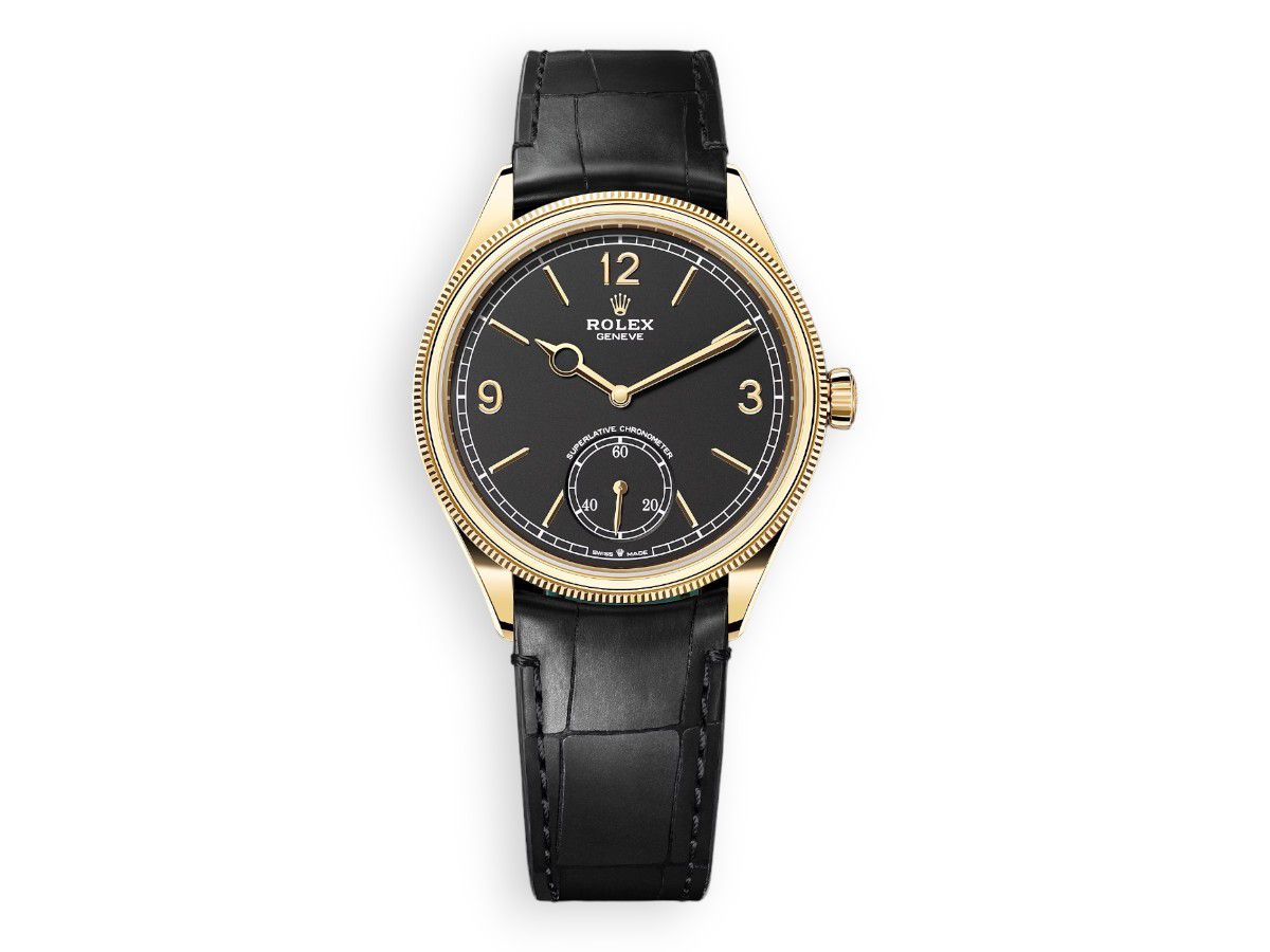 rolex 1908 39 yellow gold black watchhub