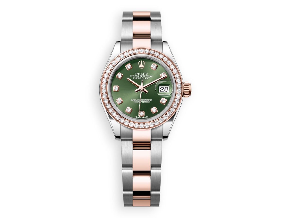 rolex lady datejust everose rolesor diamond oyster oliva watchhub