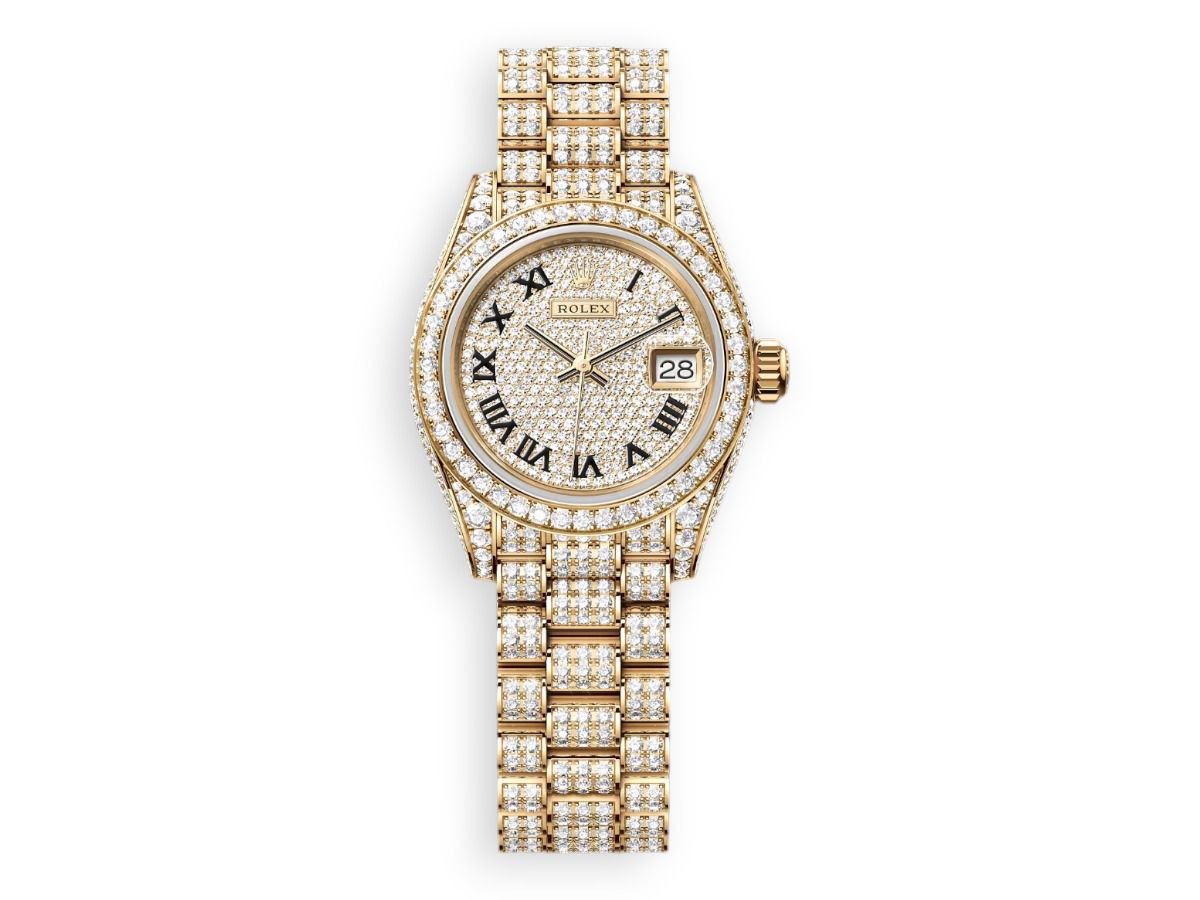 rolex lady datejust yellow gold diamonds diamonds set 9 11zon