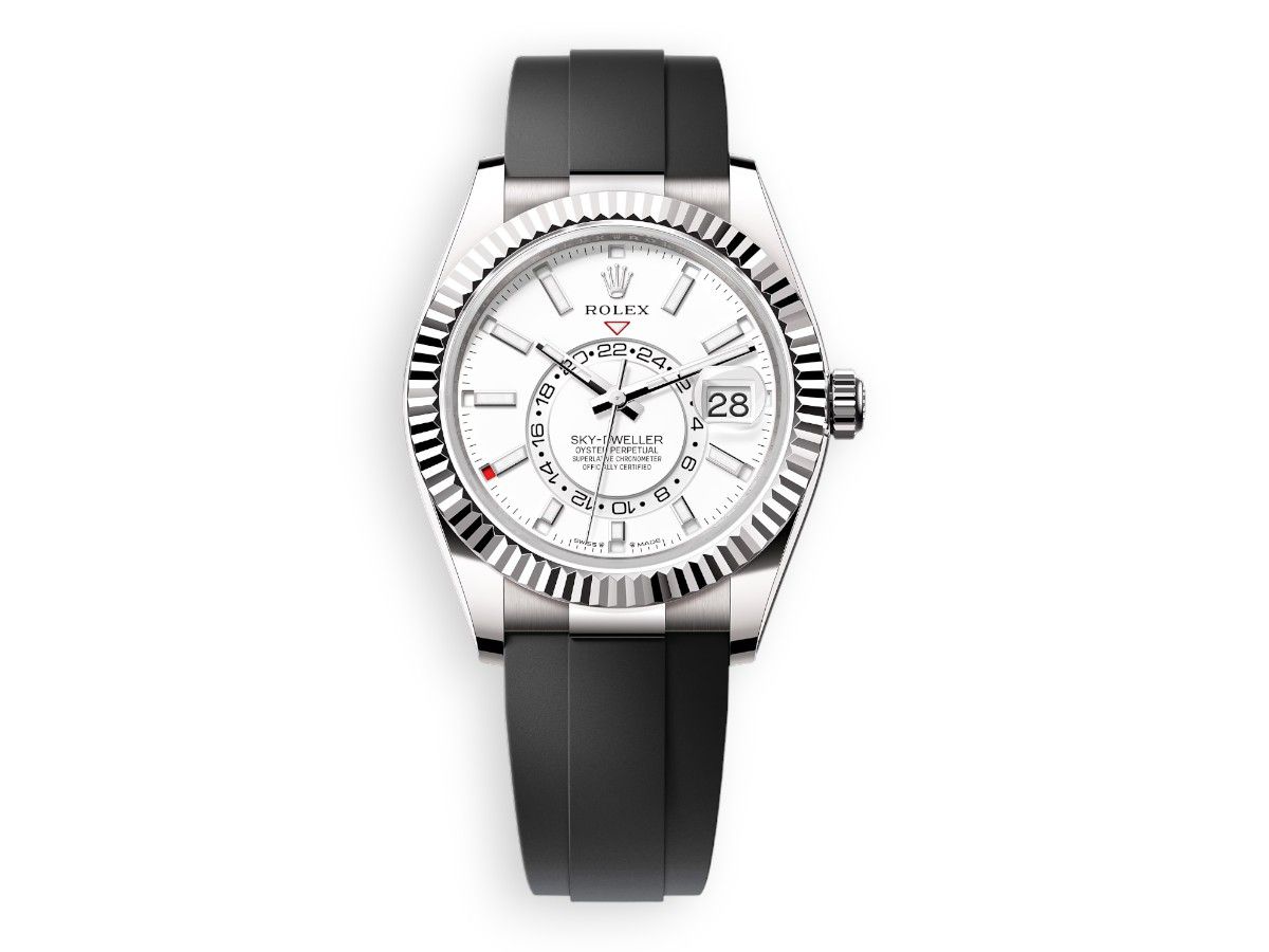 rolex sky dweller white gold oysterflex white watchhub