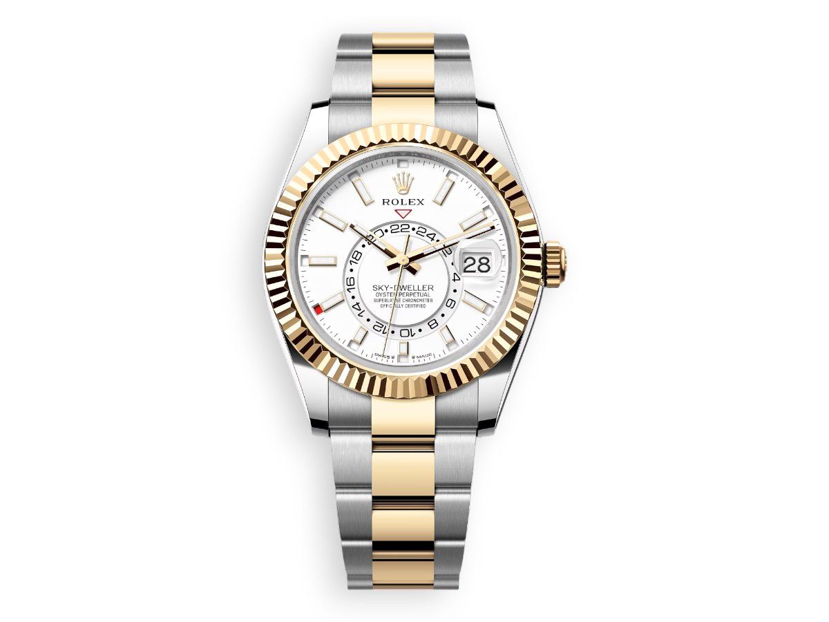 rolex sky dweller yellow rolesor white p