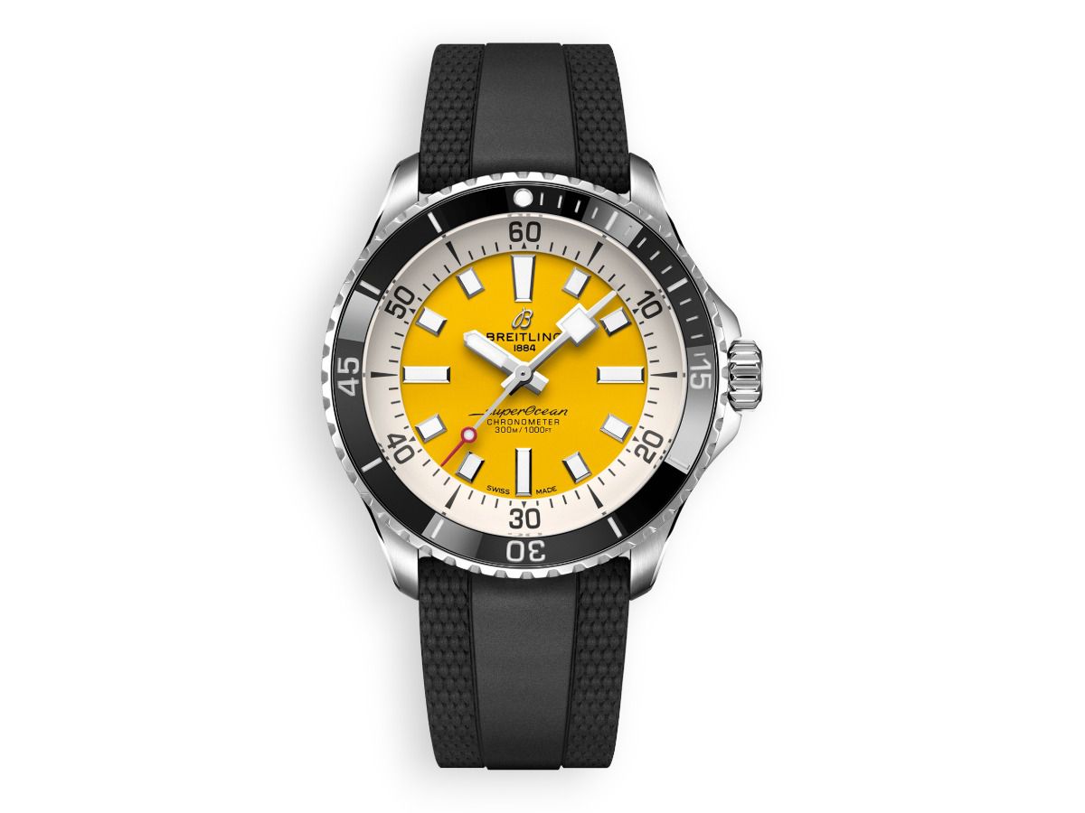 breitling superocean automatic 42mm yellow a17375211i1s1 watchhub