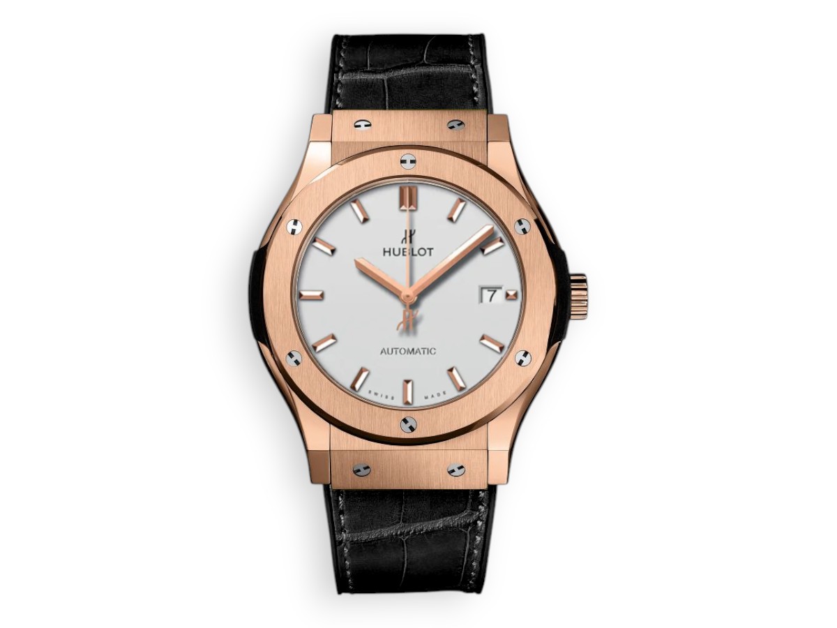 Hublot Classic Fusion King Gold 3-Hands 42 mm Leather silvered dial ref.542.ox.2611.lr