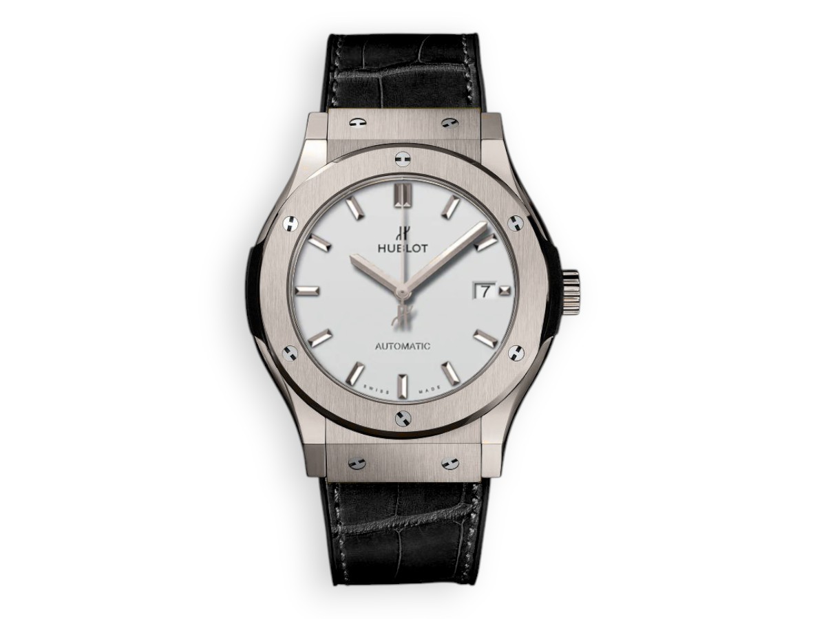 Hublot Classic Fusion Titanium 3-Hands 42 mm Leather silvered dial ref.542.nx.2611.lr