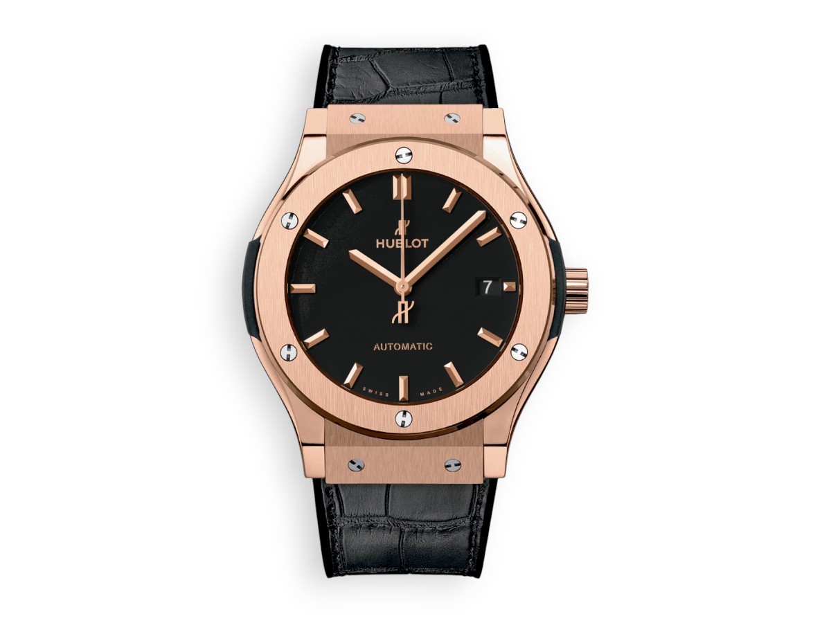 Hublot Classic Fusion King Gold 3-Hands 45 mm Leather black dial ref.511.ox.1181.lr