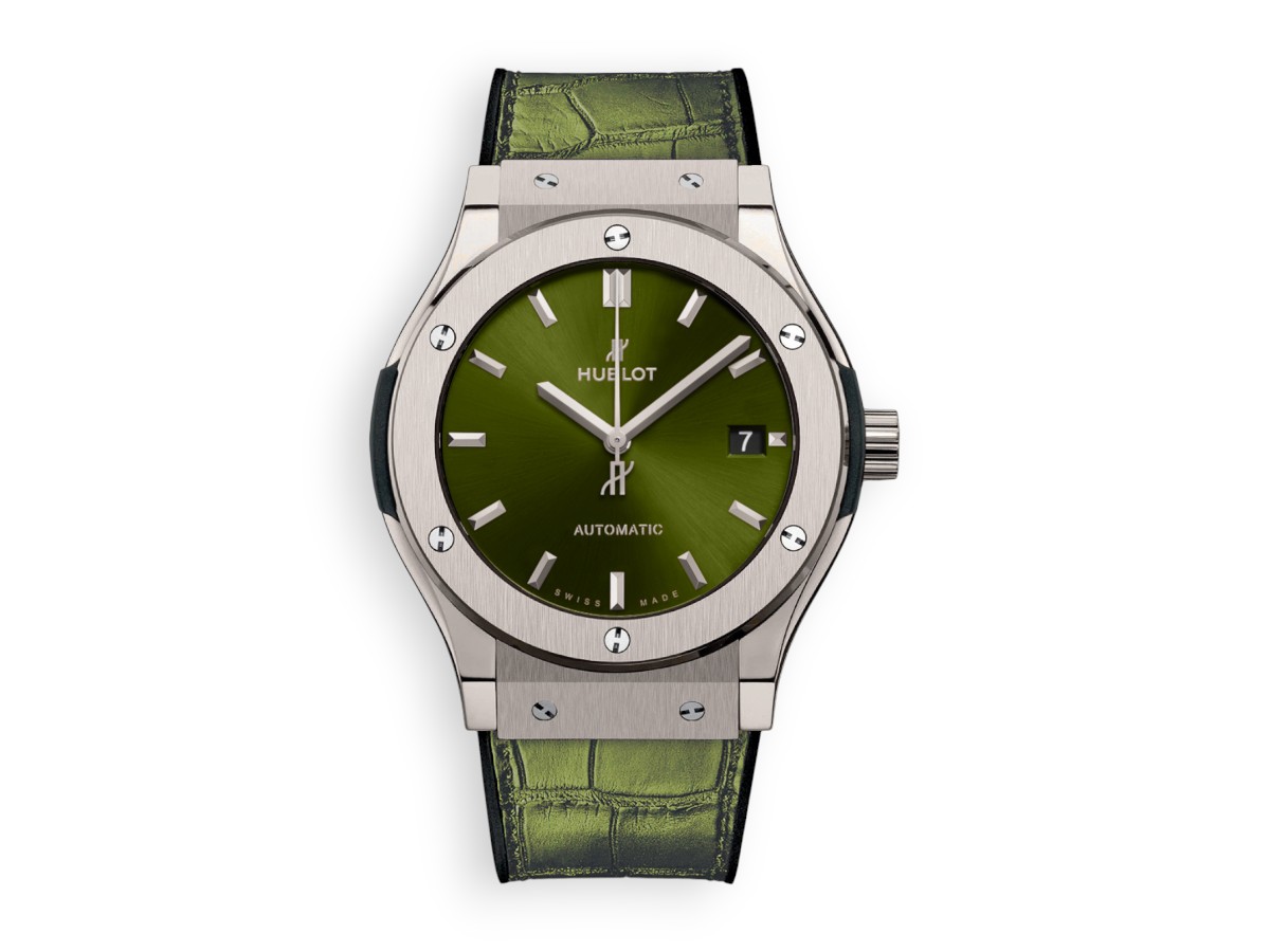 Hublot Classic Fusion Titanium 3-Hands 45 mm Leather green dial ref.511.nx.8970.lr