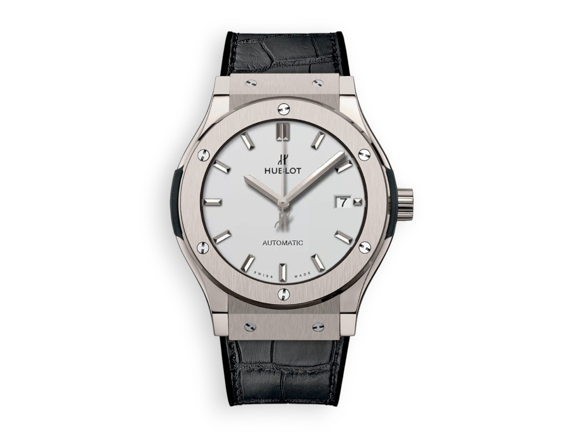 Hublot Classic Fusion Titanium 3-Hands 45 mm Leather silvered dial ref.511.nx.2611.lr