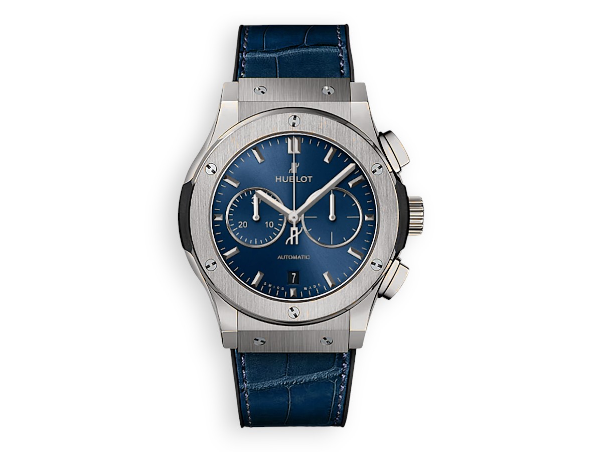 Hublot Classic Fusion Chronograph 42 mm Titanium Leather Blue ref.541.NX.7170.LR