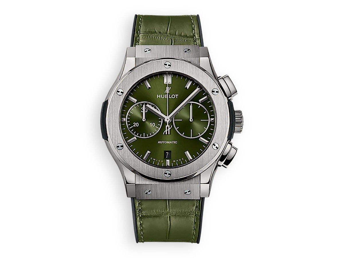 Hublot Classic Fusion Chronograph 45 mm Titanium Leather Green ref.521.NX.8970.LR