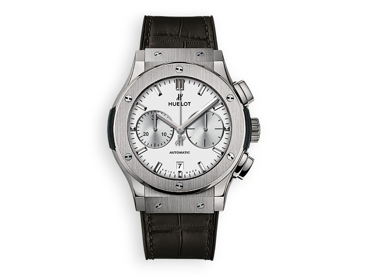 Hublot Classic Fusion Chronograph 45 mm Titanium Leather Silvered ref.521.NX.2611.LR