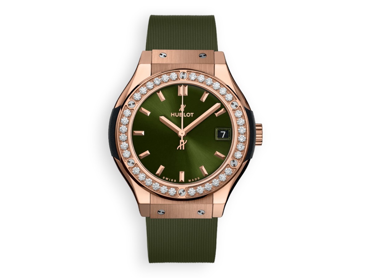 Hublot Classic Fusion King Gold 3-Hands 33 mm diamonds 33 mm green 581.ox.8980.rx.1104 main