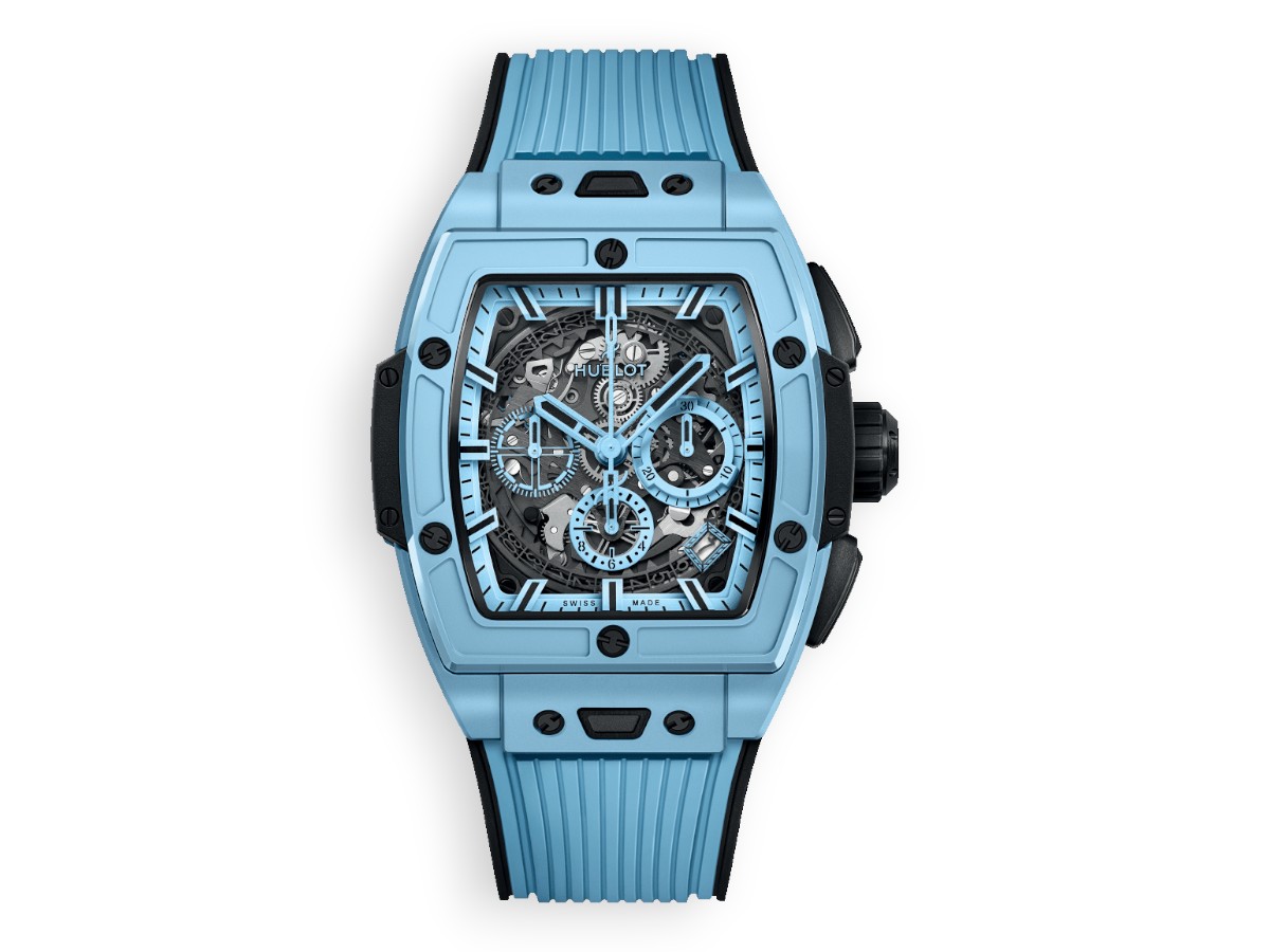 hublot spirit of big bang chronograph ceramic 42mm blue 642.ex.5110.rx main face