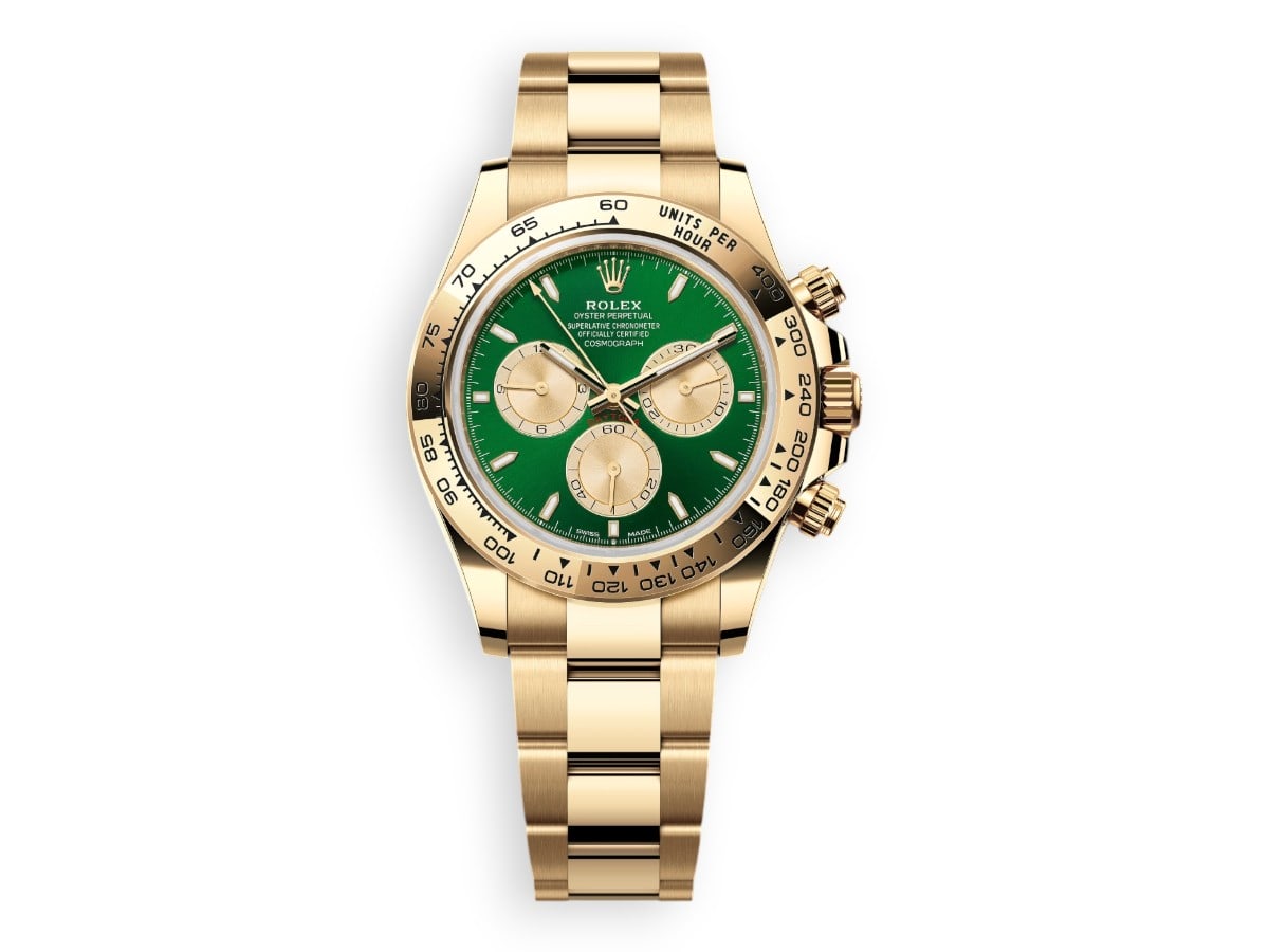 godynnyk rolex cosmograph daytona yellow gold bright green watchhub