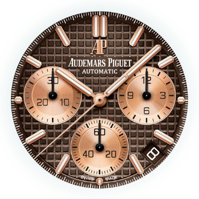 audemars piguet royal oak flayback chronograph gold leather ref.26239OR.OO.D821CR.01 dial